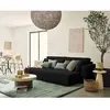 Bestmobilier Topaze - Canapé droit 4 places avec double méridienne - assise profonde - en velours côtelé