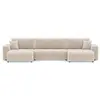 Bestmobilier Canapé panoramique 7 places En U en Tissu Beige