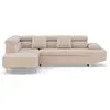 BESTMOBILIER Canapé d'angle gauche convertible 5 places en velours texturé beige