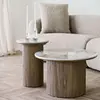 Table basse style contemporain 80 cm bois / blanc