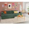 BESTMOBILIER Canapé d'angle convertible 4 places en velours texturé vert