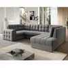 Bestmobilier Nappa - Canapé panoramique d'angle gauche 7 places conver...