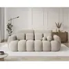 Bestmobilier Canapé droit convertible 3 places en tissu bouclette beige