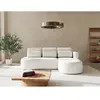 Canapé d'angle convertible 4 places en tissu texturé beige
