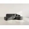Canapé d'angle droit convertible 4 places en velours texturé gris