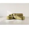 Canapé d'angle gauche convertible 4 places en velours texturé vert