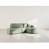 Canapé d'angle droit convertible 4 places en velours texturé vert
