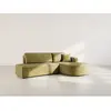 Canapé d'angle droit convertible 4 places en velours texturé vert