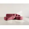 Canapé d'angle droit convertible 4 places en velours texturé prune
