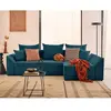 BESTMOBILIER Canapé d'angle réversible convertible 4 places en velours côtelé bleu