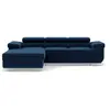 Canapé d'angle gauche convertible 6 places en velours bleu nuit