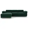 Canapé d'angle gauche convertible 6 places en velours vert