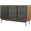 Bestmobilier - Lamia - buffet bas - bois et noir - 148 cm - noir / bois