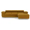 Canapé d'angle droit convertible 6 places en velours jaune