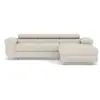 BESTMOBILIER Canapé d'angle droit convertible 6 places en velours beige
