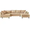 LISA DESIGN Canapé panoramique d'angle gauche Rune - 7 places - velours côtelé beige