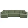 BESTMOBILIER Topaze - canapé panoramique en U - 7 places - convertible avec coffre - en velours côtelé - Vert sauge