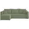 BESTMOBILIER Canapé d'angle réversible convertible 4 places en velours côtelé vert