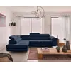 Best Mobilier Canapé d'angle gauche convertible 5 places en velours côtelé bleu