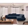 BESTMOBILIER Canapé d'angle droit convertible 5 places en velours côtelé bleu