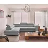 Best Mobilier Canapé d'angle gauche convertible 5 places en velours côtelé gris