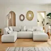 LISA DESIGN Onyx - canapé panoramique d'angle gauche 7 places - en tissu - beige