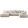 LISA DESIGN Onyx - canapé panoramique d'angle droit 7 places - en tissu - beige