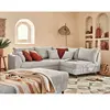 LISA DESIGN Canapé d'angle droit convertible 4 places en velours côtelé gris clair