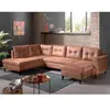 BESTMOBILIER NORDIC - Canapé panoramique en U - 7 places - Convertible - Industriel vintage - Gauche- Marron