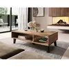 BESTMOBILIER Lord - table basse - bois et noir - 110 cm - style industriel - Bois / Gris