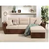 BESTMOBILIER Astoria - canapé d'angle réversible - convertible avec coffre - velours et microfibre - 4 places