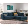 Canapé d'angle convertible en velours côtelé bleu - Jake - 5 places - ...