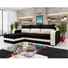 Bestmobilier Harvey - Canapé d'angle convertible - Noir/Beige
