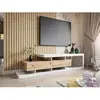 Bestmobilier - Olga - meuble tv - bois et blanc - 198 cm - style scandinave