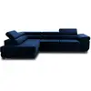 BESTMOBILIER Canapé d'angle gauche convertible 5 places en velours bleu nuit