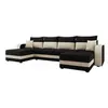 BESTMOBILIER Harvey - canapé panoramique en u - 7 places - convertible avec coffre - en tissu - noir / beige