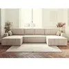 BESTMOBILIER Canapé panoramique 7 places En U en Velours côtelé Beige