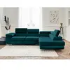 BESTMOBILIER Canapé d'angle droit convertible 5 places en velours bleu canard
