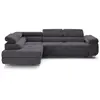 Lisa Design Zaria - canapé d'angle gauche 5 places convertible avec coffre et têtières en velours côtelé grosses côtes
