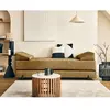 BESTMOBILIER Brescia - banquette 3 places convertible en tissu velours relief - Jaune