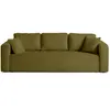 BESTMOBILIER Canapé droit convertible 3 places en velours texturé vert olive