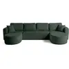 BESTMOBILIER Miro - canapé panoramique en U 7 places - convertible avec coffre - en velours texturé - Vert