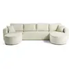 BESTMOBILIER Miro - canapé panoramique en U 7 places - convertible avec coffre - en velours texturé - Beige