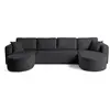 BESTMOBILIER Miro - canapé panoramique en U 7 places - convertible avec coffre - en velours texturé - Gris Anthracite