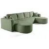 BESTMOBILIER Miro - canapé panoramique en U 7 places - convertible avec coffre - en velours texturé - Vert sauge