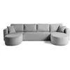 BESTMOBILIER Miro - canapé panoramique en U 7 places - convertible avec coffre - en velours texturé - Gris
