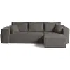 BESTMOBILIER Topaze - canapé d'angle réversible 4 places - convertible avec coffre, tablette et poufs - en velours côtelé - Gris