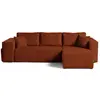 BESTMOBILIER Topaze - canapé d'angle réversible 4 places - convertible avec coffre, tablette et poufs - en velours côtelé - Terracotta
