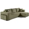 BESTMOBILIER Topaze - canapé d'angle réversible 4 places - convertible avec coffre, tablette et poufs - en velours côtelé - Vert Kaki