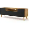 BESTMOBILIER Velato - meuble tv - bois et noir - 160 cm - Bois / Noir